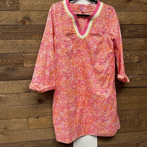 Lilly Pulitzer Pink Citrus Print Cotton Tunic Dress Size M - Picture 1 of 7